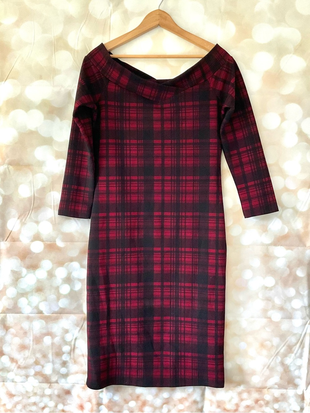 Peach Couture Red and Black Plaid Dress